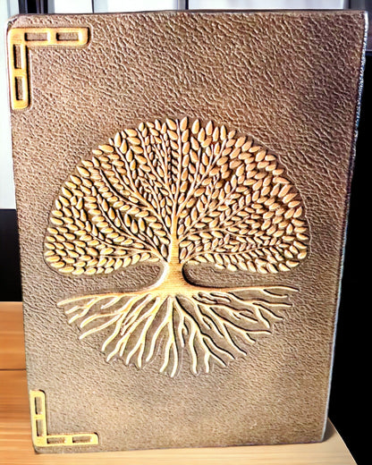 Vintage Diário "Árvore da Vida" A6 - Capa Elegante em Relevo de Pele Sintética, 100 Folhas