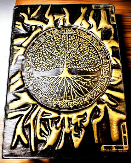 Vintage Diário "Árvore da Vida" A6 - Capa Elegante em Relevo de Pele Sintética, 100 Folhas