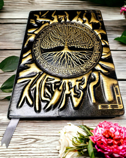Vintage Diário "Árvore da Vida" A6 - Capa Elegante em Relevo de Pele Sintética, 100 Folhas