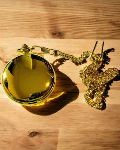 Relógio de Bolso Mecânico Clássico com Tampa Dupla, Manual, Cor Dourada, com gravação