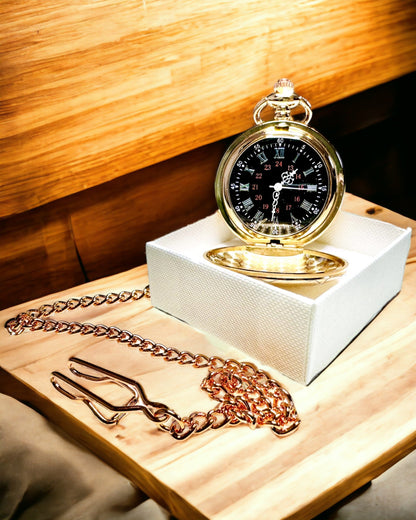 Relógio de Bolso em Estilo Clássico – Ouro Rosa, Elegância Vintage