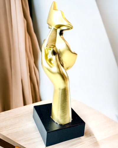 Escultura Abstrata de Mão "Toque de Arte" - Decoração de Escritório em Estilo Europeu, Personalização com gravação 2 peças