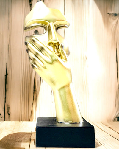 Escultura Abstrata de Mão "Toque de Arte" - Decoração de Escritório em Estilo Europeu, Personalização com gravação 2 peças