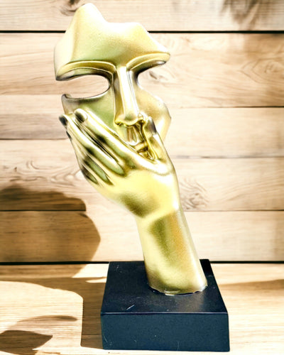 Escultura Abstrata de Mão "Toque de Arte" - Decoração de Escritório em Estilo Europeu, Personalização com gravação 2 peças