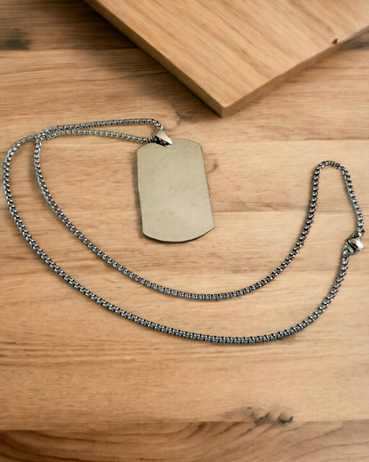 Colar com Dog Tag "Três Tons de Estilo" - Placa de Identificação - Pingente Elegante em Aço Inoxidável com Opção de Gravação