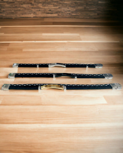 Pulseira Desportiva de Pele PU e Aço Inoxidável com Possibilidade de Gravação – 3 Cores