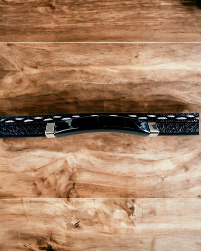 Pulseira Desportiva de Pele PU e Aço Inoxidável com Possibilidade de Gravação – 3 Cores