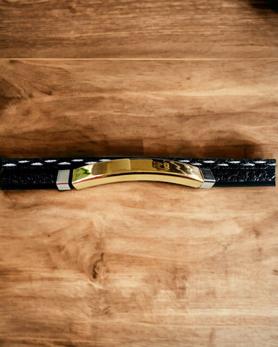 Pulseira Desportiva de Pele PU e Aço Inoxidável com Possibilidade de Gravação – 3 Cores