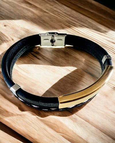 Pulseira Desportiva de Pele PU e Aço Inoxidável com Possibilidade de Gravação – 3 Cores