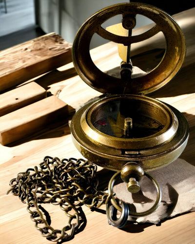 Bússola de Navegação do Viajante com gravação, personalização – Artesanato de Artesãos Indianos