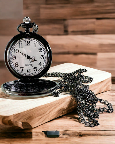 Relógio de Bolso Preto "Klasyczny Elegans" com possibilidade de gravação