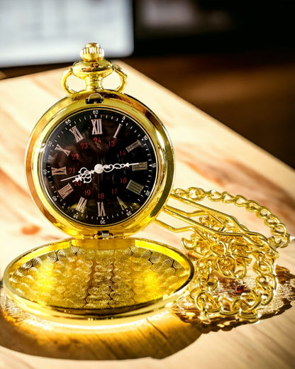 Relógio de Bolso Dourado com Possibilidade de Gravação
