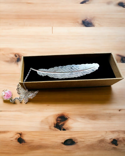 Marcador de Livro Criativo em Estilo Retro com Motivo de Pena e Borboleta – Presente Elegante para mãe, professor, Promocional, Cor Prateado/rosa