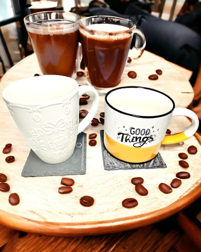 Base para café, chá em Pedra Natural com Gravação Personalizada – Quadrado, círculo, hexágono, 10 cm