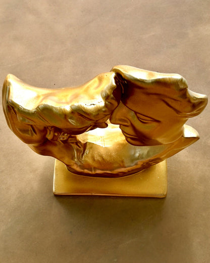 Figura "Złote Złączenie" - 13,5 cm de altura, Decorativa com Opção de Gravação