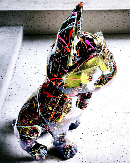 Kolorowy Psiak Artystyczny - Bulldog Francês Pintado à Mão, personalização com gravação, ideal para presente