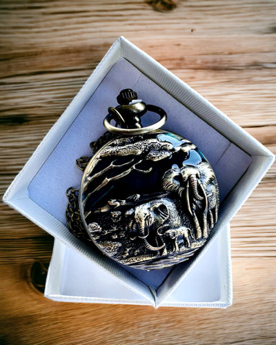 Relógio de Bolso "Vintage Explorer" com Possibilidade de Gravação