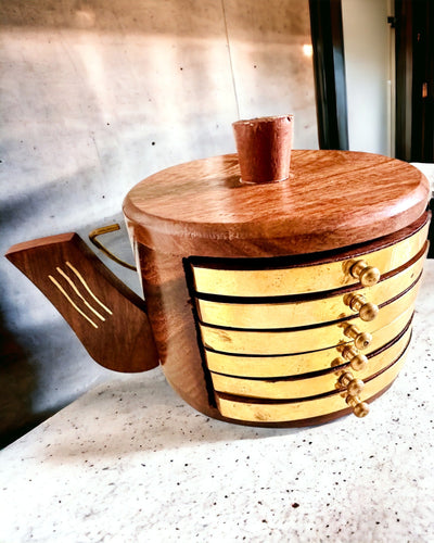 Retro Caixa de Chá de Madeira com Opção de Gravação