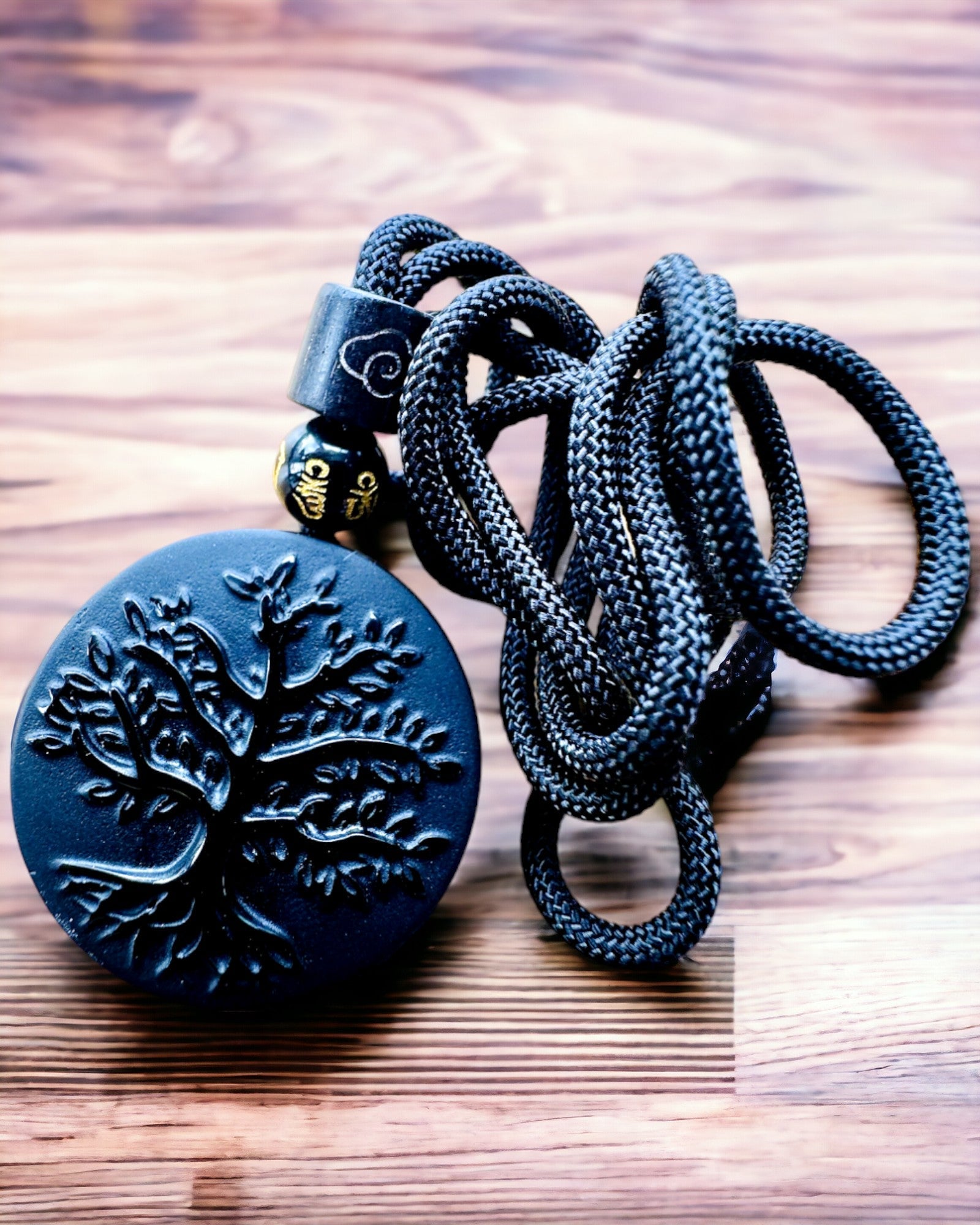 Colar "Árvore da Vida" de Obsidiana - personalização com gravação