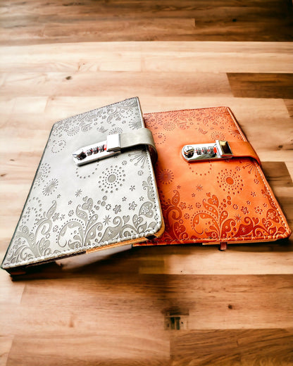 Caderno Exclusivo, pele PU, A5 com Fecho de Combinação - "Secret Journal", personalização com gravação