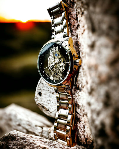 Relógio masculino elegante KIMSDUN Prestige Mecanismo Transparente e Elegância Desportiva, possibilidade de personalização com gravação
