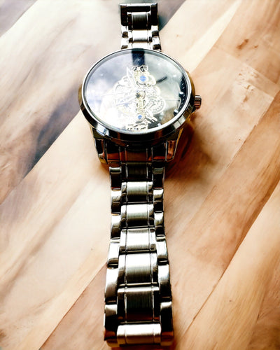 Relógio masculino elegante KIMSDUN Prestige Mecanismo Transparente e Elegância Desportiva, possibilidade de personalização com gravação