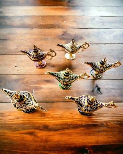 Pequena Lâmpada Mágica de Aladim de 4 cm, porta-chaves, 6 variantes de cores - Memórias Encantadas, personalização com gravação