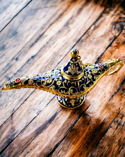 Lâmpada Mágica de Aladino com Opção de Gravação - Variante Azul Escuro entrelaçado com dourado