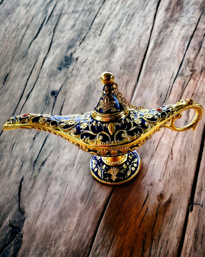 Lâmpada Mágica de Aladino com Opção de Gravação - Variante Azul Escuro entrelaçado com dourado
