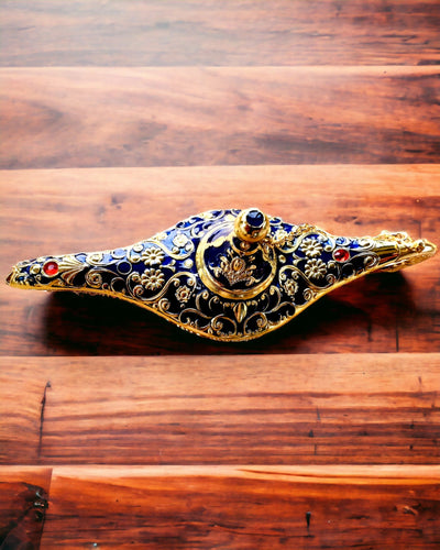 Lâmpada Mágica de Aladino com Opção de Gravação - Variante Azul Escuro entrelaçado com dourado