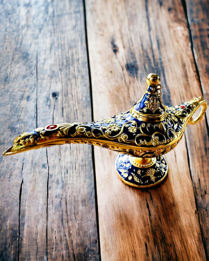 Lâmpada Mágica de Aladino com Opção de Gravação - Variante Azul Escuro entrelaçado com dourado