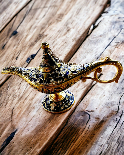 Lâmpada Mágica de Aladino com Opção de Gravação - Variante Azul Escuro entrelaçado com dourado