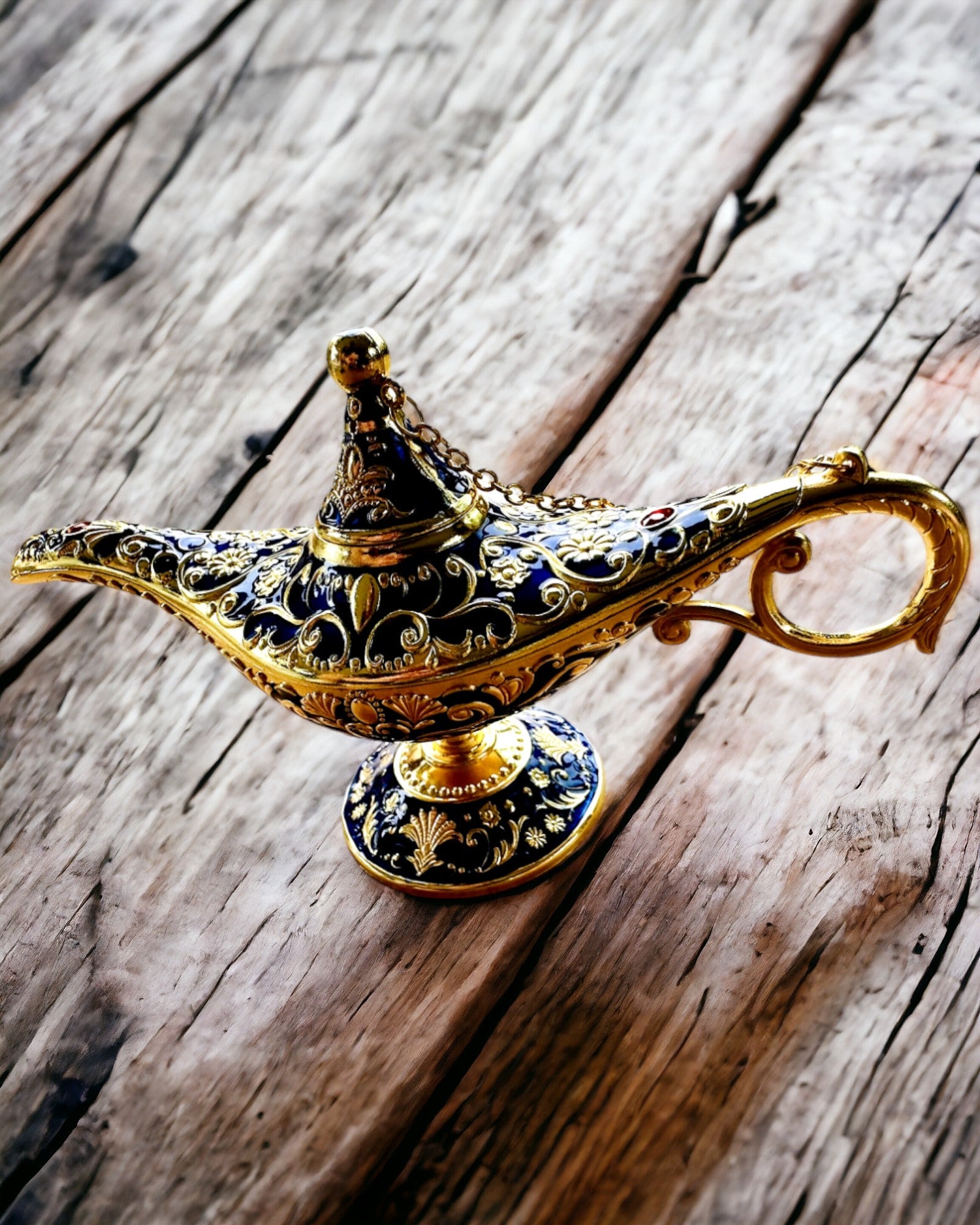 Lâmpada Mágica de Aladino com Opção de Gravação - Variante Azul Escuro entrelaçado com dourado