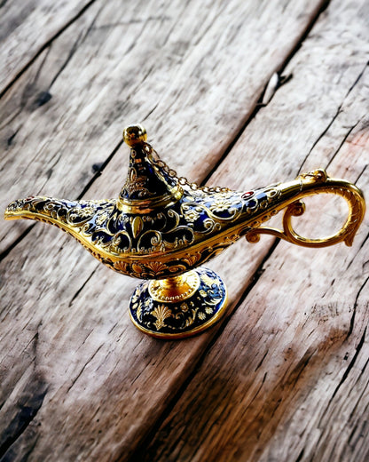 Lâmpada Mágica de Aladino com Opção de Gravação - Variante Azul Escuro entrelaçado com dourado