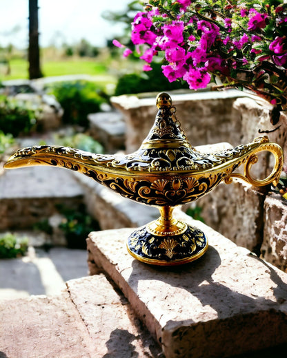 Lâmpada Mágica de Aladino com Opção de Gravação - Variante Azul Escuro entrelaçado com dourado