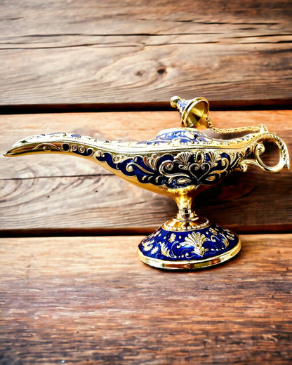 Lâmpada Mágica de Aladino com Opção de Gravação - Variante Azul Escuro entrelaçado com dourado