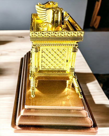 Réplica da Arca da Aliança Dourada – Arca Decorativa Estátua de Cobre em Tamanho XL 28x15.6x20 cm