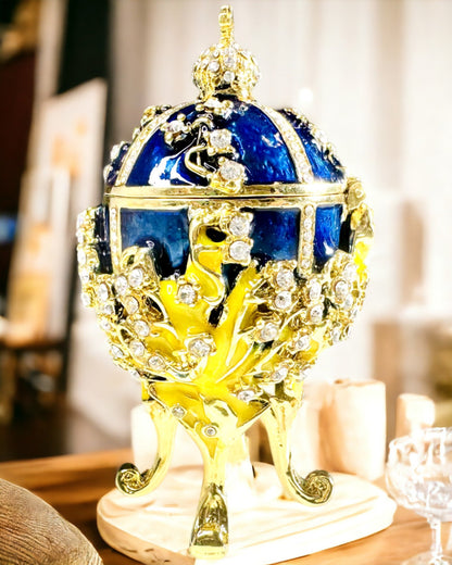 Caixa de Joias 'Ovo Imperial' Fabergé – Estilo Vintage, Recipiente Decorativo para Acessórios