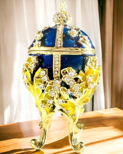 Caixa de Joias 'Ovo Imperial' Fabergé – Estilo Vintage, Recipiente Decorativo para Acessórios