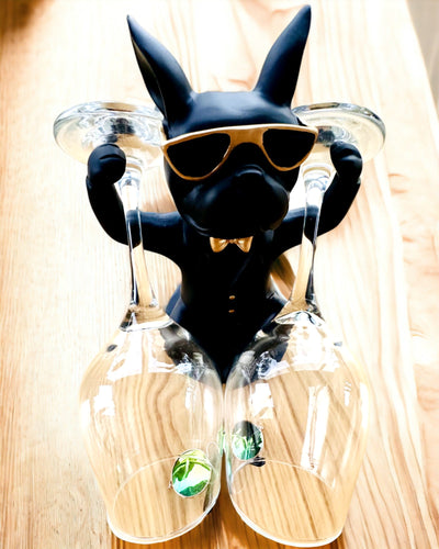 Figura Bulldog Elegance - Suporte exclusivo para copos, possibilidade de personalização com gravação
