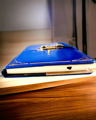 Notatnik Premium com Fecho de Código A5 - Estilo Vintage com Bússola, Design Japonês, Artigos de Papelaria para Estudantes e Negócios. Personalização com gravação