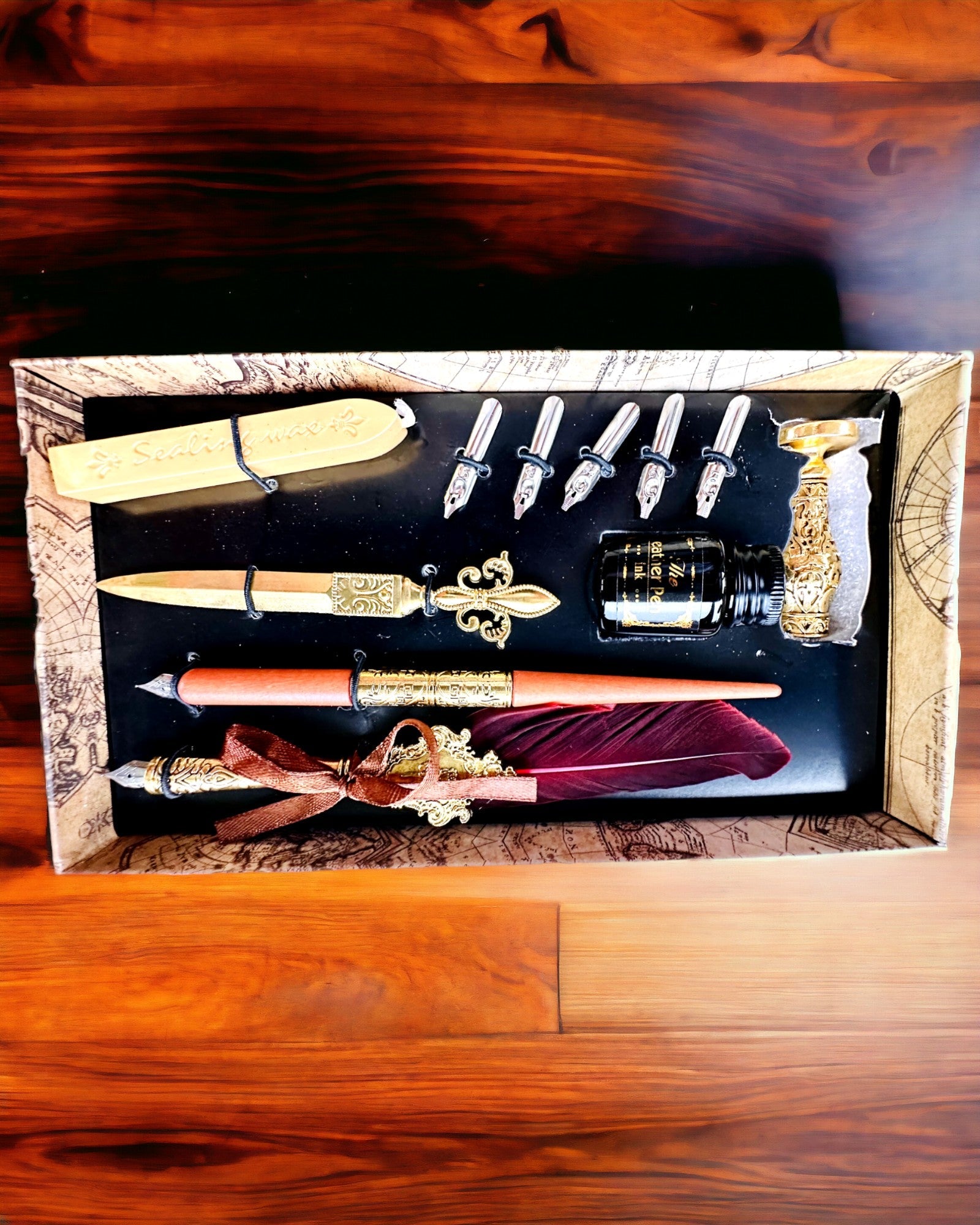 Conjunto Exclusivo de Caligrafia, caneta de imersão e conjunto de tintas, personalização com gravação