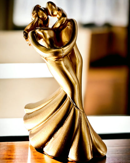 Złoty Taniec Miłości - Pequena Estatueta Decorativa com Opção de Gravação
