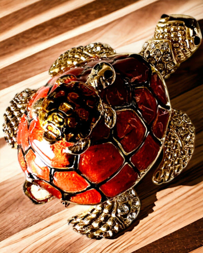 Caixa "Família de Tartarugas" - cor laranja, personalização com gravação