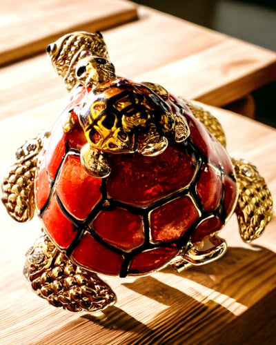 Caixa "Família de Tartarugas" - cor laranja, personalização com gravação