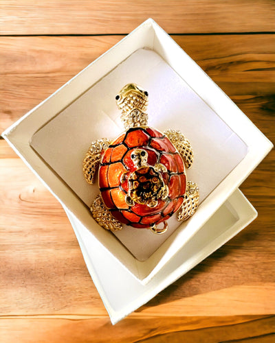 Caixa "Família de Tartarugas" - cor laranja, personalização com gravação