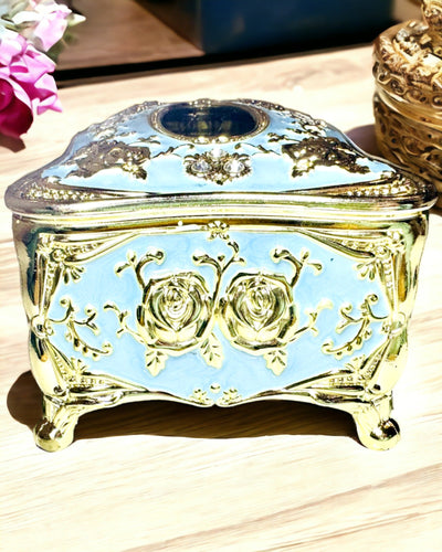 Caixa de Lenços Luxuosa com Padrão de Rosa em Relevo e Pegas Elegantes