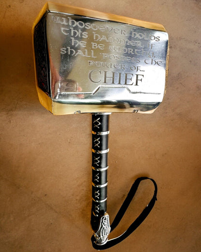 Martelo de Thor "Chief" - Martelo Artesanal Feito à Mão, personalização com gravação para presente