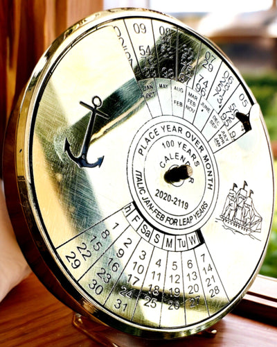 Calendário da Eternidade Vela Marinha – Calendário de 100 Anos em Latão - possível gravação para presente