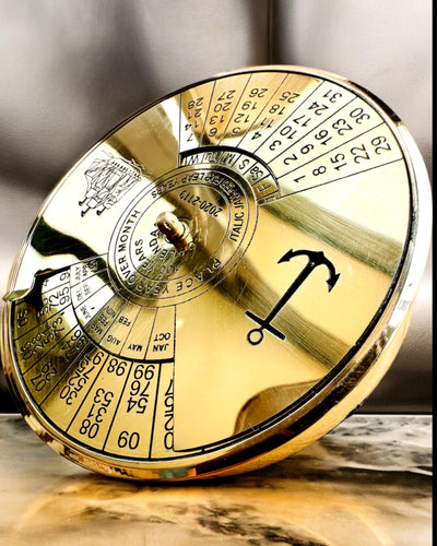 Calendário da Eternidade Vela Marinha – Calendário de 100 Anos em Latão - possível gravação para presente